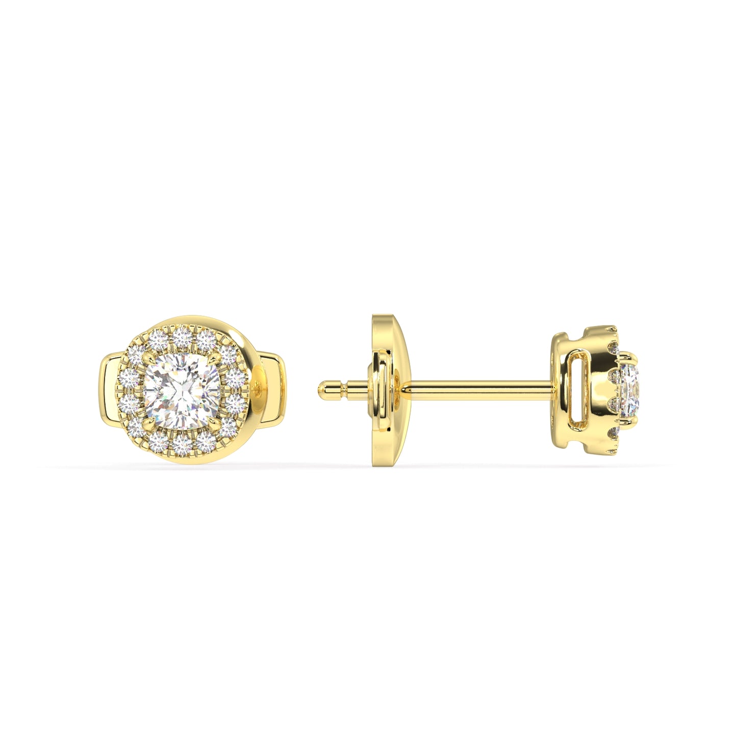 Houston Halo Cushion Diamond Studs