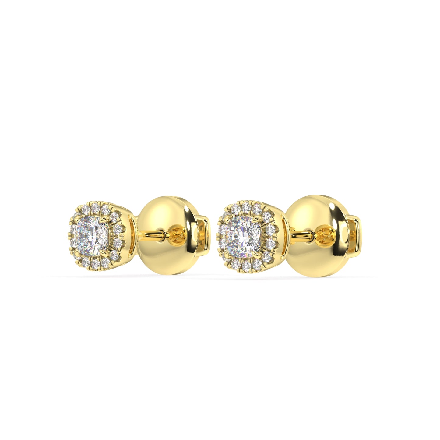 Houston Halo Cushion Diamond Studs