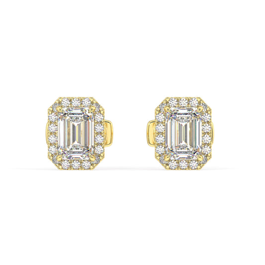 Houston Halo Emerald Diamond Studs