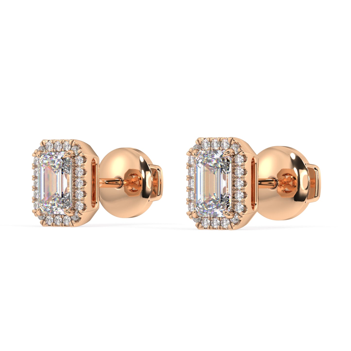 Houston Halo Emerald Diamond Studs