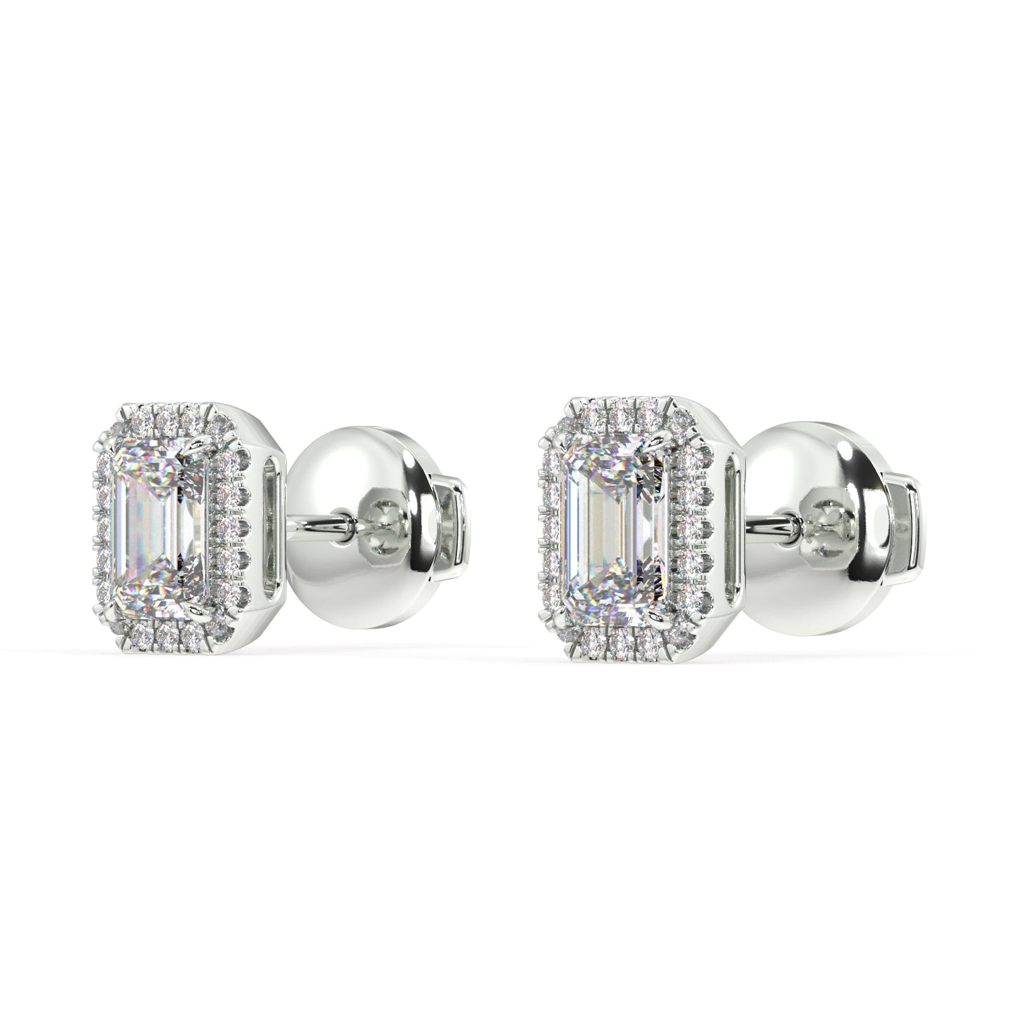 Houston Halo Emerald Diamond Studs