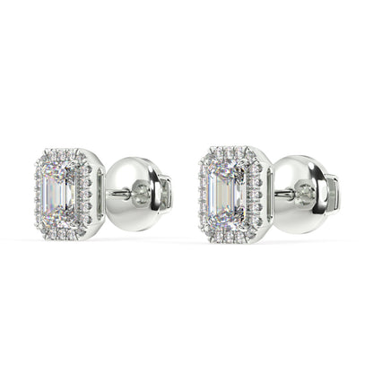 Houston Halo Emerald Diamond Studs