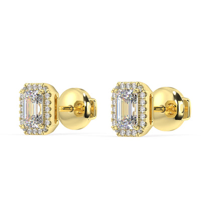 Houston Halo Emerald Diamond Studs