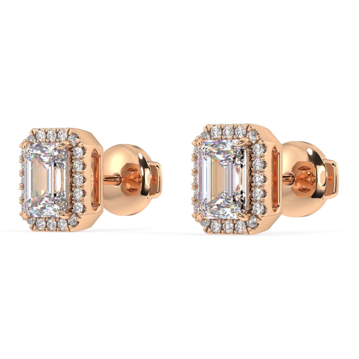 Houston Halo Emerald Diamond Studs