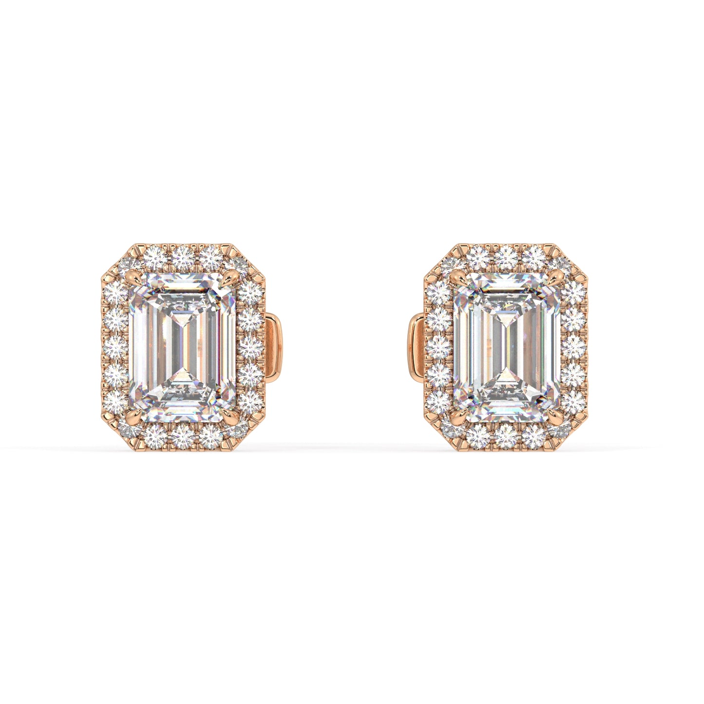 Houston Halo Emerald Diamond Studs