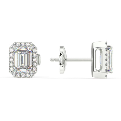 Houston Halo Emerald Diamond Studs