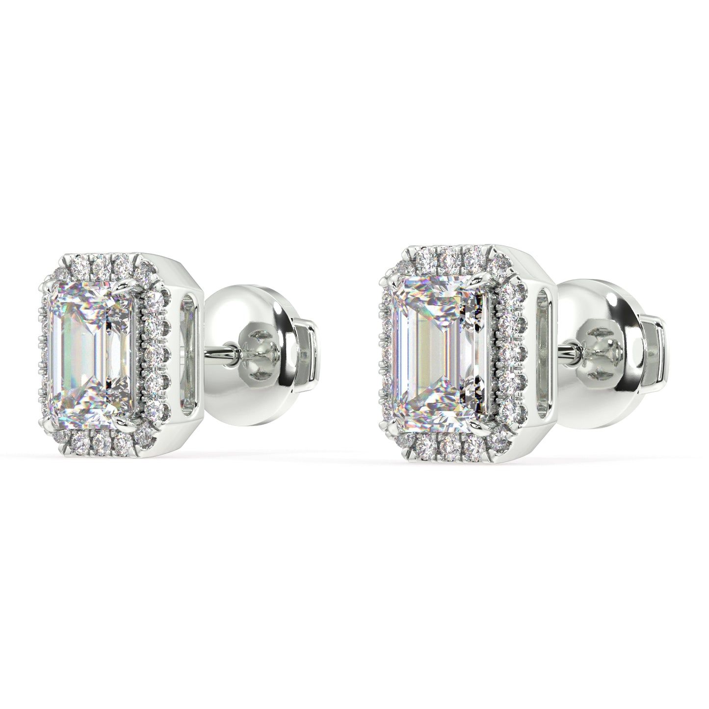 Houston Halo Emerald Diamond Studs