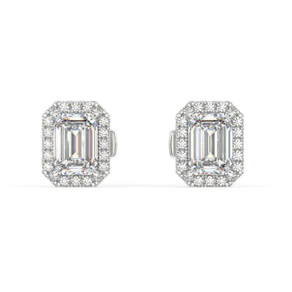 Houston Halo Emerald Diamond Studs