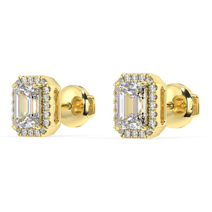 Houston Halo Emerald Diamond Studs