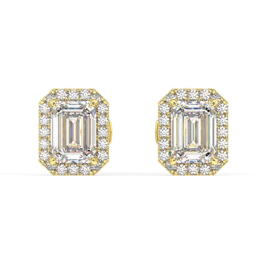 Houston Halo Emerald Diamond Studs