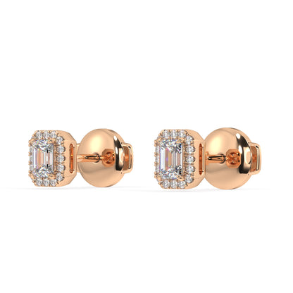 Houston Halo Emerald Diamond Studs