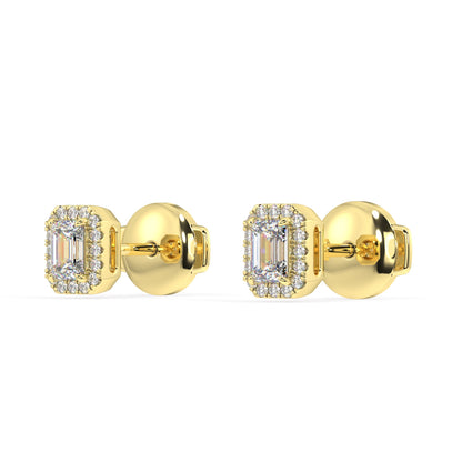 Houston Halo Emerald Diamond Studs