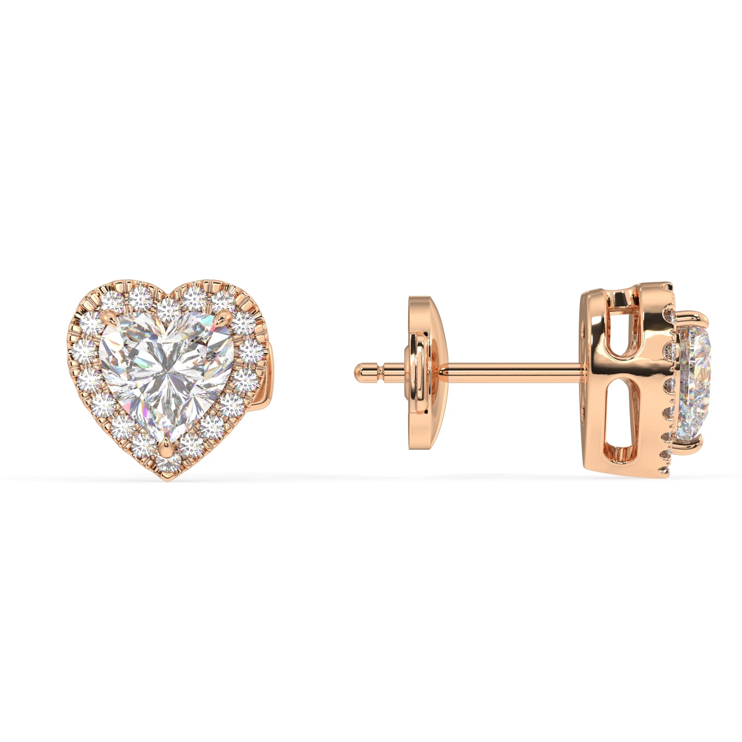 Houston Halo Heart Diamond Studs