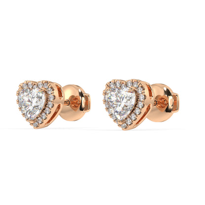 Houston Halo Heart Diamond Studs