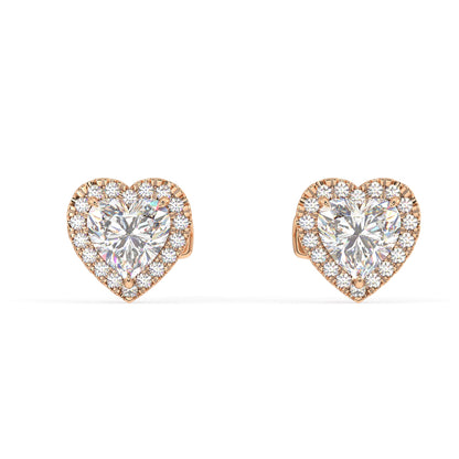 Houston Halo Heart Diamond Studs