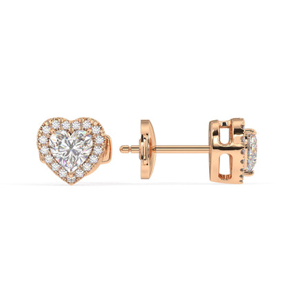 Houston Halo Heart Diamond Studs