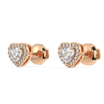 Houston Halo Heart Diamond Studs