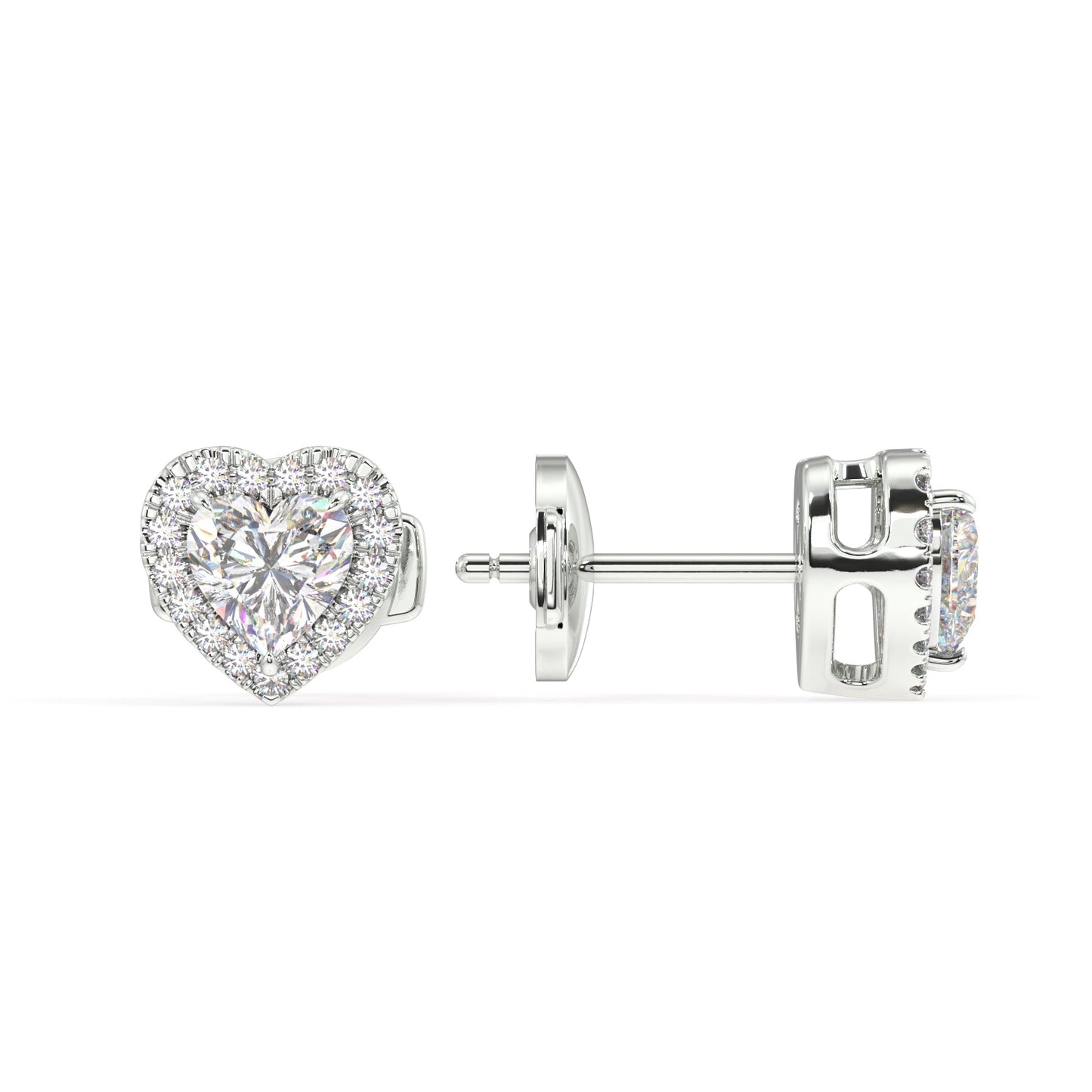 Houston Halo Heart Diamond Studs