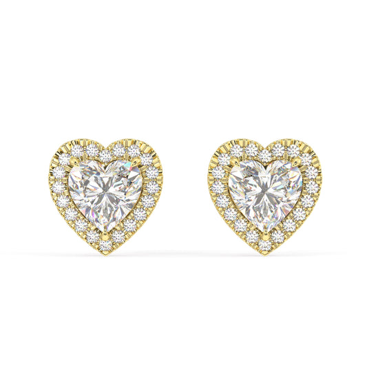 Houston Halo Heart Diamond Studs