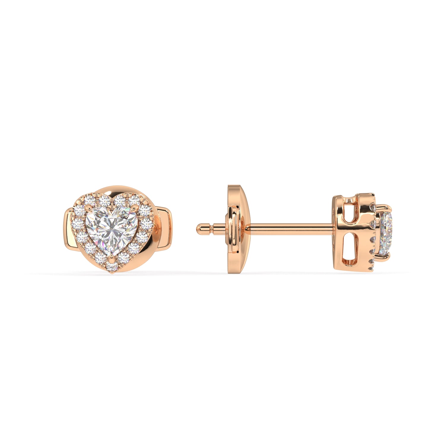 Houston Halo Heart Diamond Studs