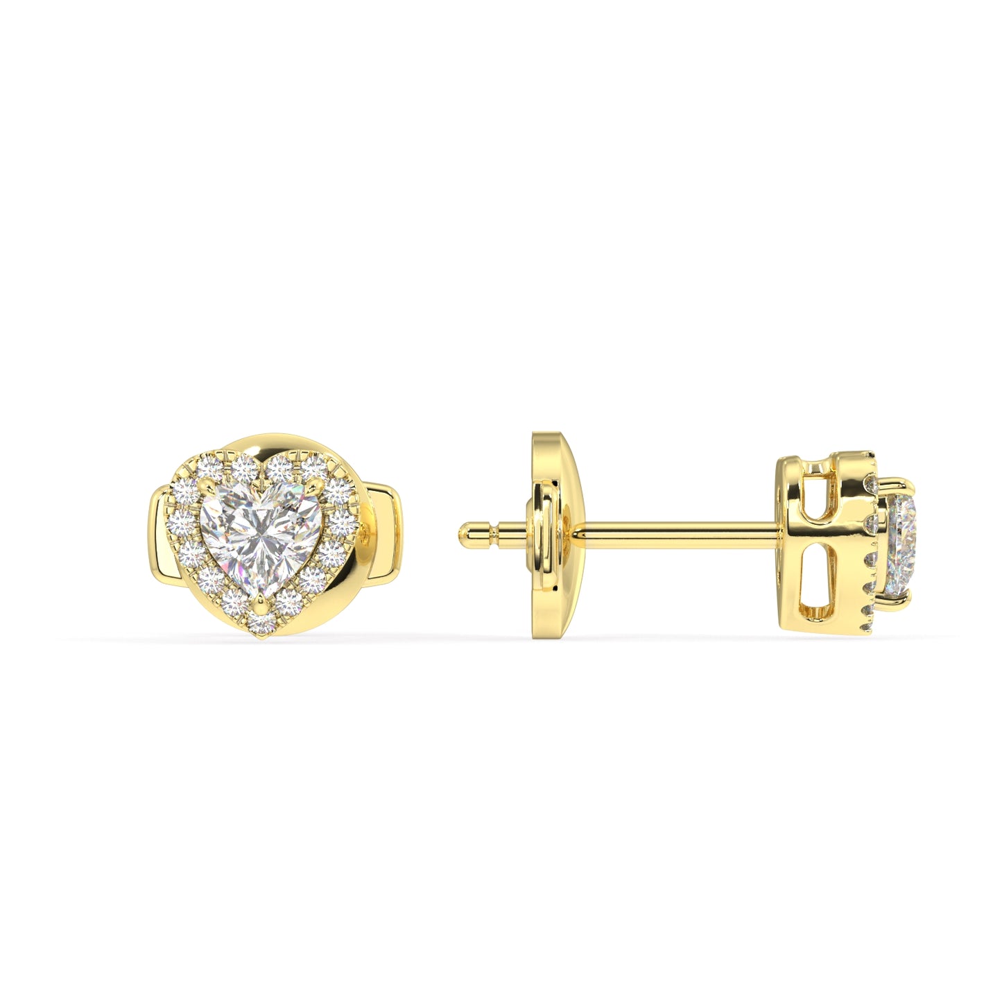 Houston Halo Heart Diamond Studs