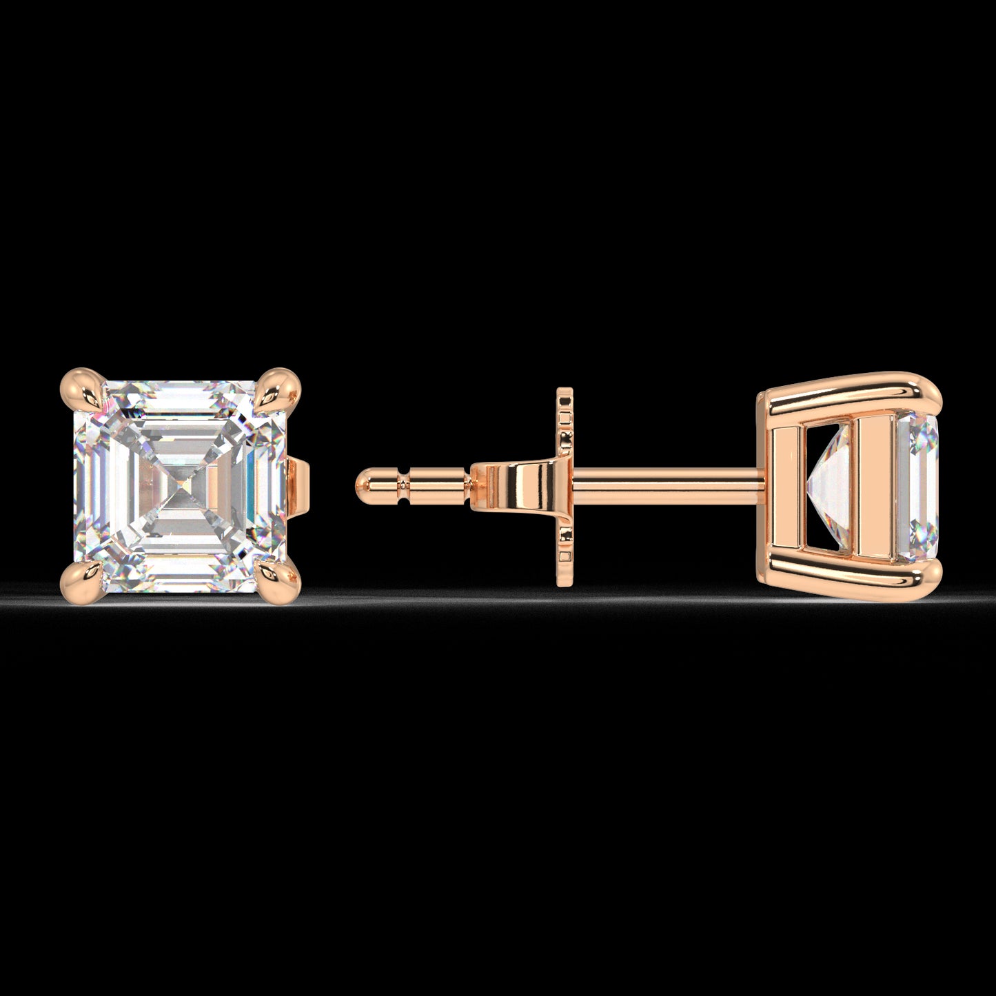 London Classic Asscher Diamond Studs