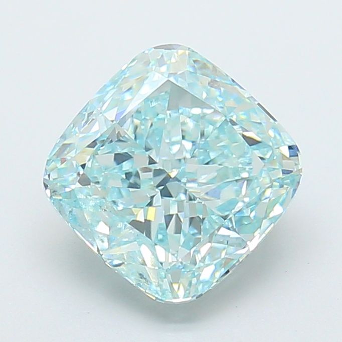 3.21 Carat Cushion Cut Fancy Green