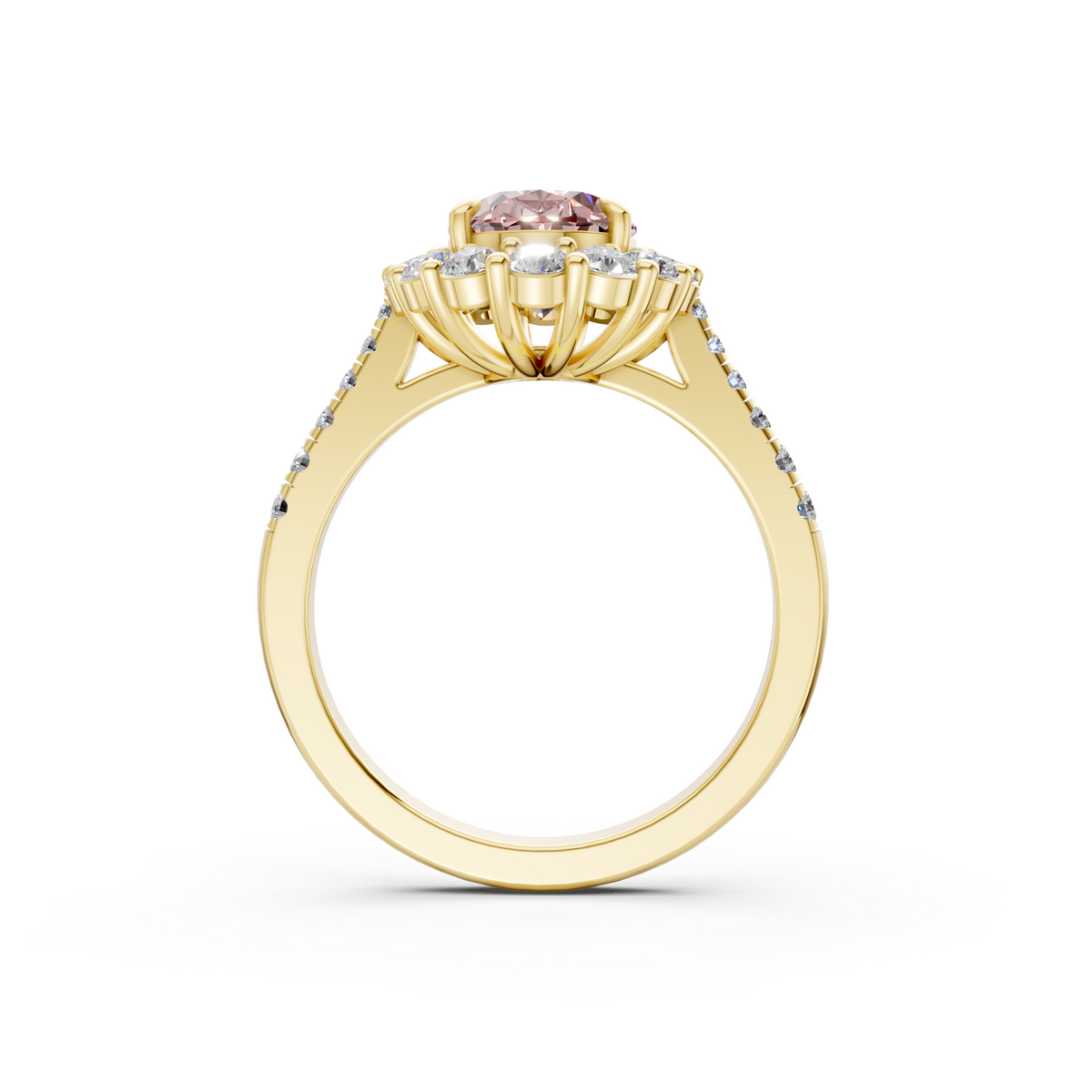 The Rose Halo Ring- 2.00ct Oval Fancy Vivid Pink, VS1