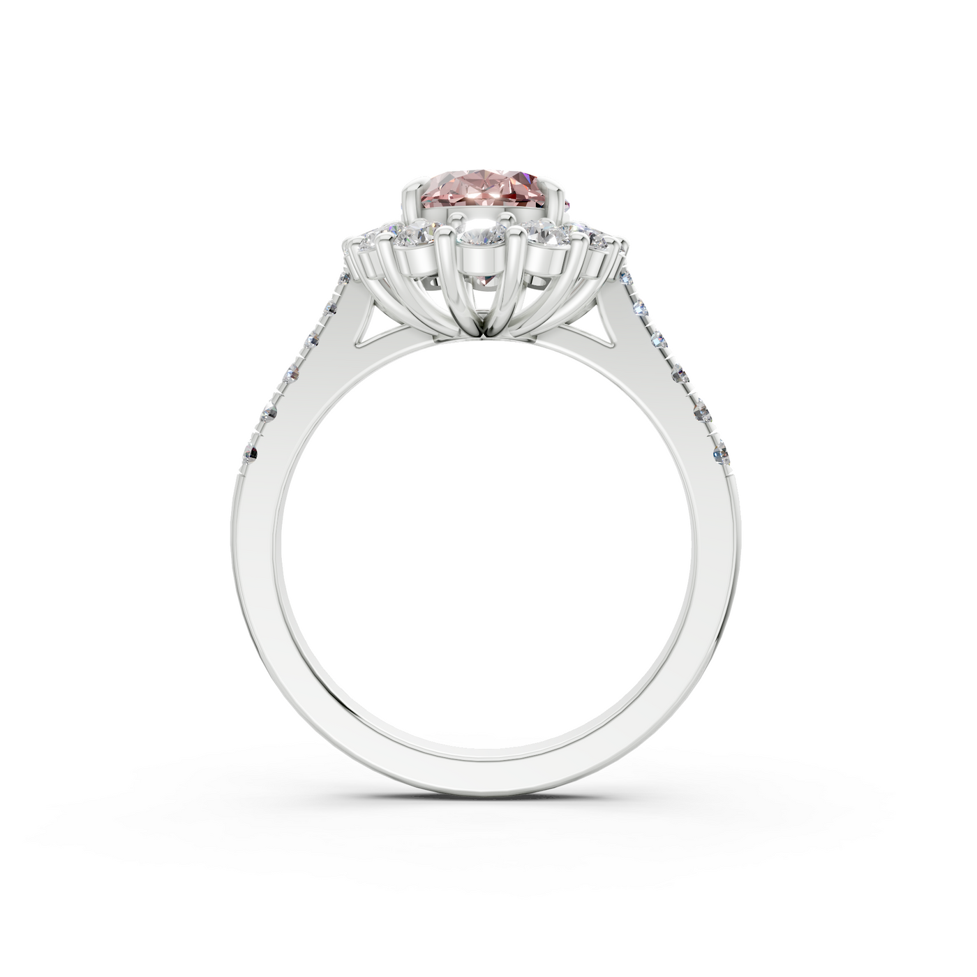 The Rose Halo Ring- 2.00ct Oval Fancy Vivid Pink, VS1