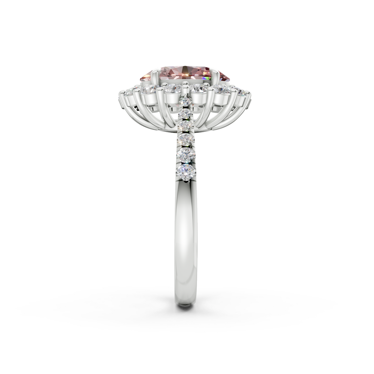 The Rose Halo Ring- 2.00ct Oval Fancy Vivid Pink, VS1
