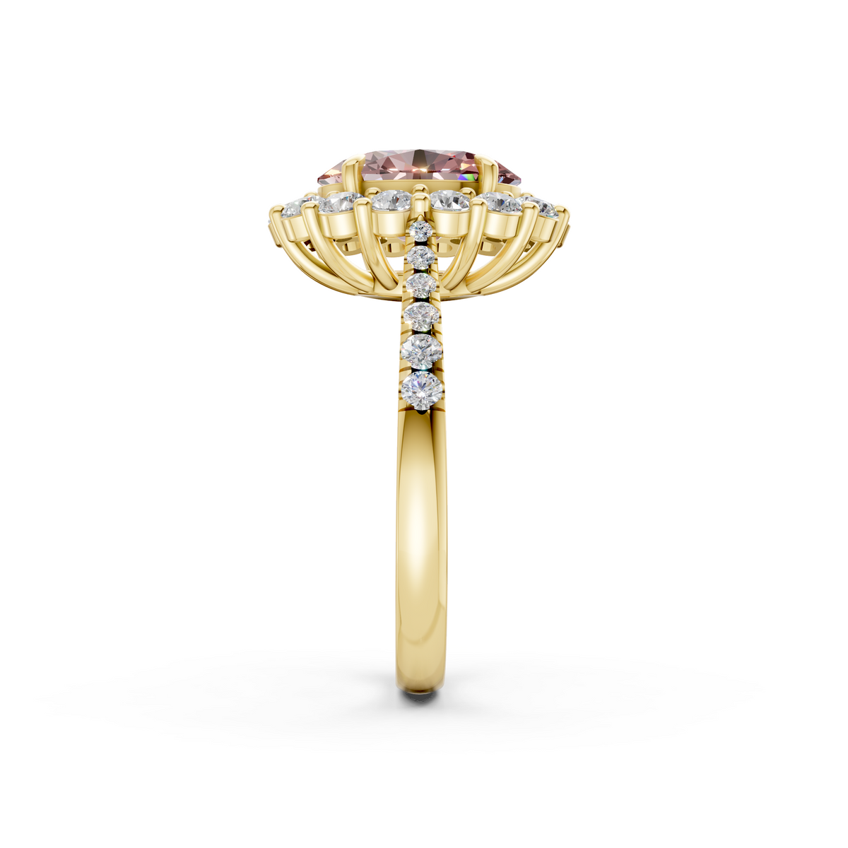 The Rose Halo Ring- 2.00ct Oval Fancy Vivid Pink, VS1