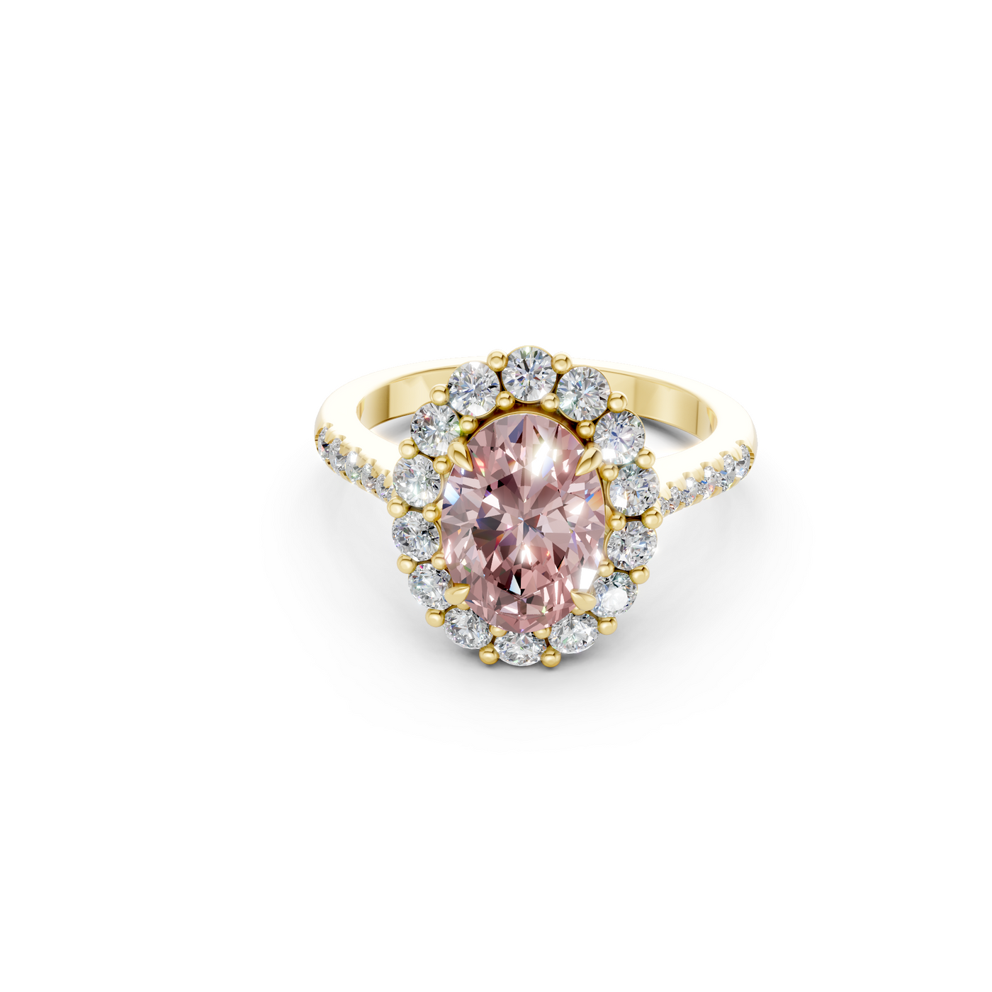 The Rose Halo Ring- 2.00ct Oval Fancy Vivid Pink, VS1