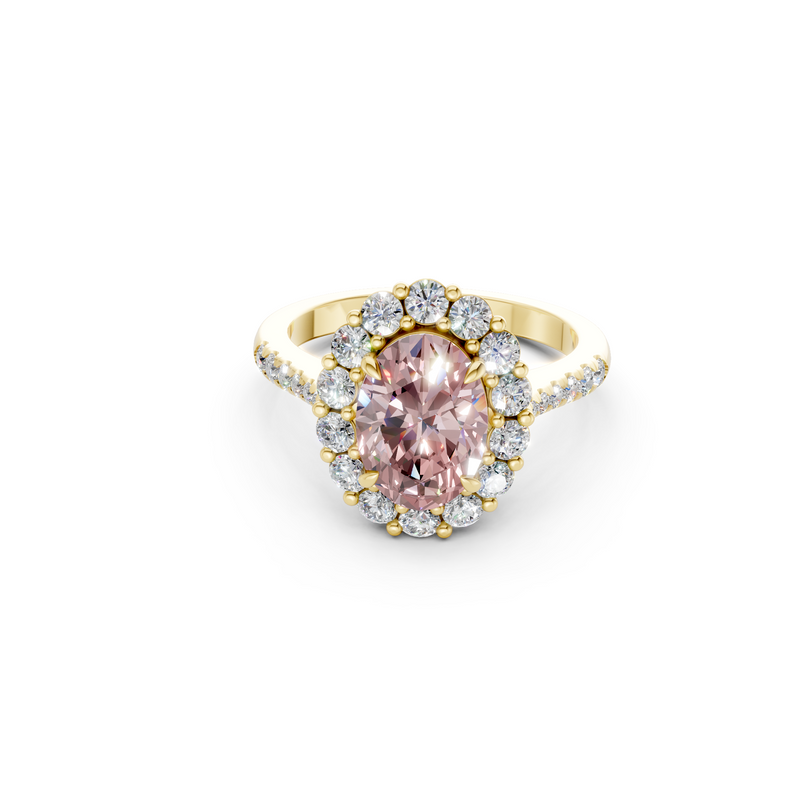 The Rose Halo Ring- 2.00ct Oval Fancy Vivid Pink, VS1