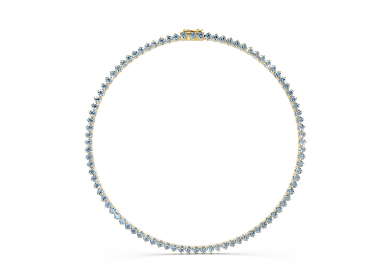 9 Ctw Classic 3 prong Blue Diamond Tennis Necklace