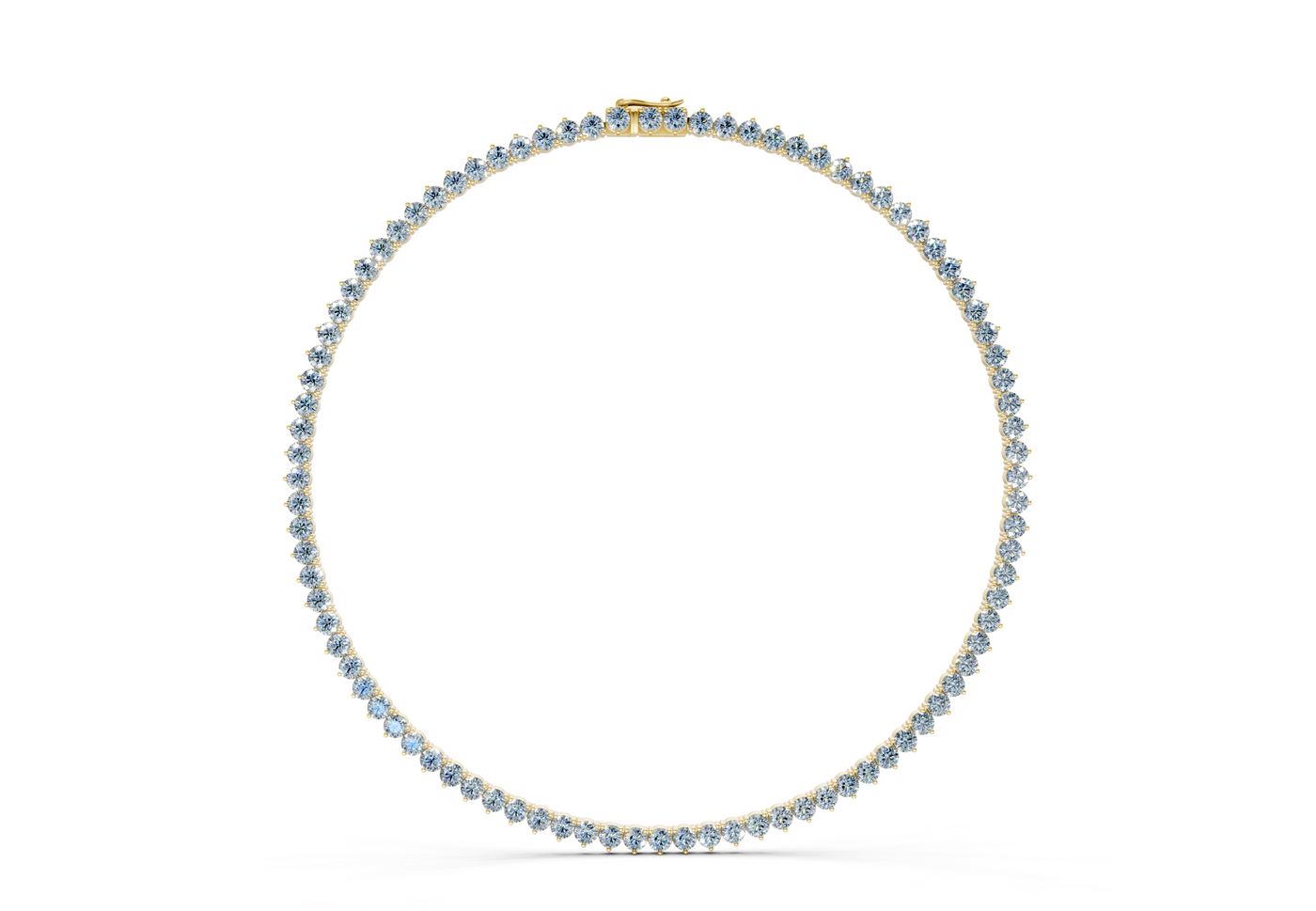 17 Ctw Classic 3 prong Blue Diamond Tennis Necklace