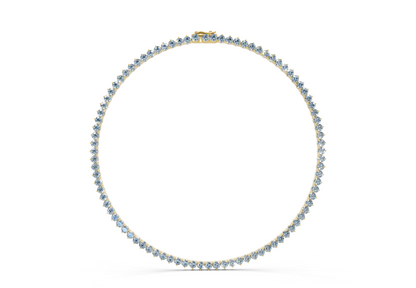14 Ctw Classic 3 prong Blue Diamond Tennis Necklace