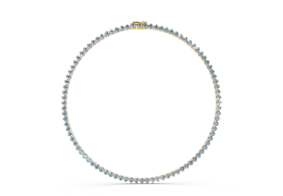19 Ctw Classic 3 prong Blue Diamond Tennis Necklace