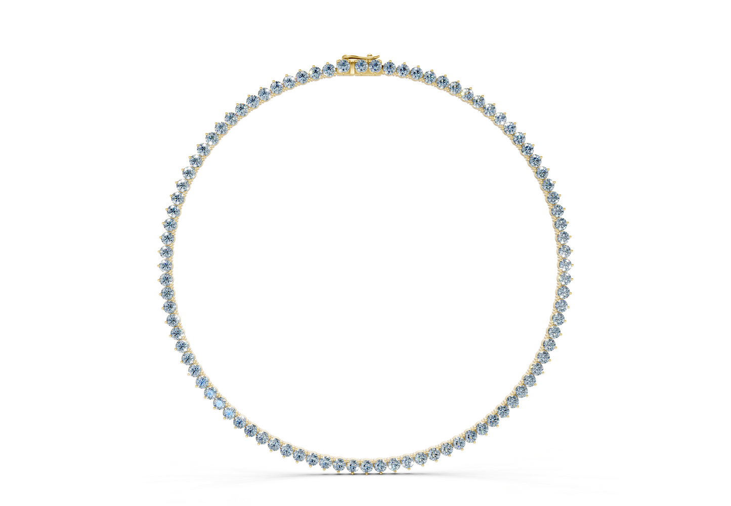 19 Ctw Classic 3 prong Blue Diamond Tennis Necklace