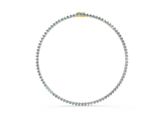 5 Ctw Classic 3 prong Blue Diamond Tennis Necklace