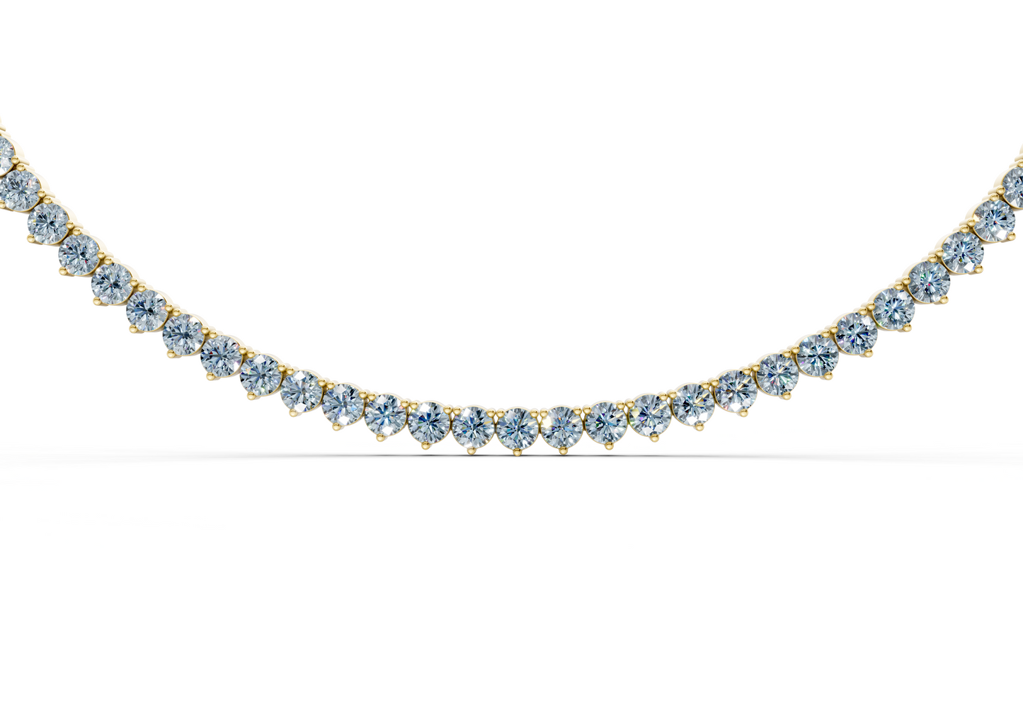 14 Ctw Classic 3 prong Blue Diamond Tennis Necklace