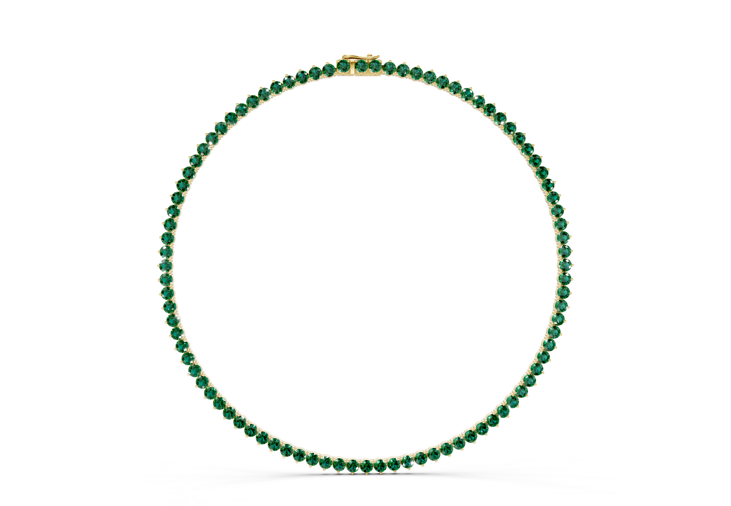 5 Ctw Classic 3 prong Emerald Gemstone Tennis Necklace