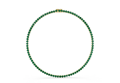 14 Ctw Classic 3 prong Emerald Gemstone Tennis Necklace