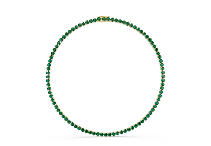 7 Ctw Classic 3 prong Emerald Gemstone Tennis Necklace