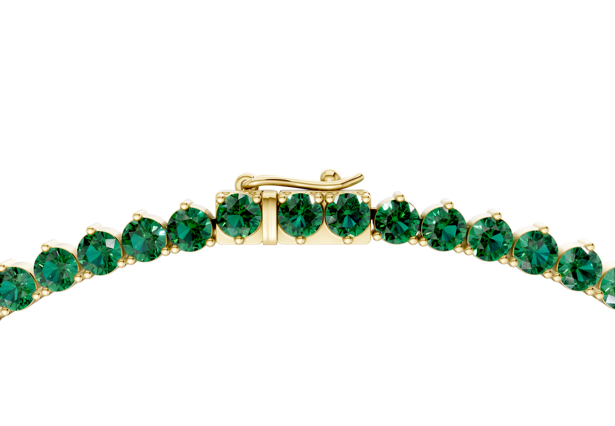 14 Ctw Classic 3 prong Emerald Gemstone Tennis Necklace