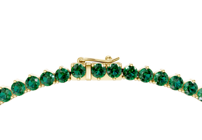 17 Ctw Classic 3 prong Emerald Gemstone Tennis Necklace