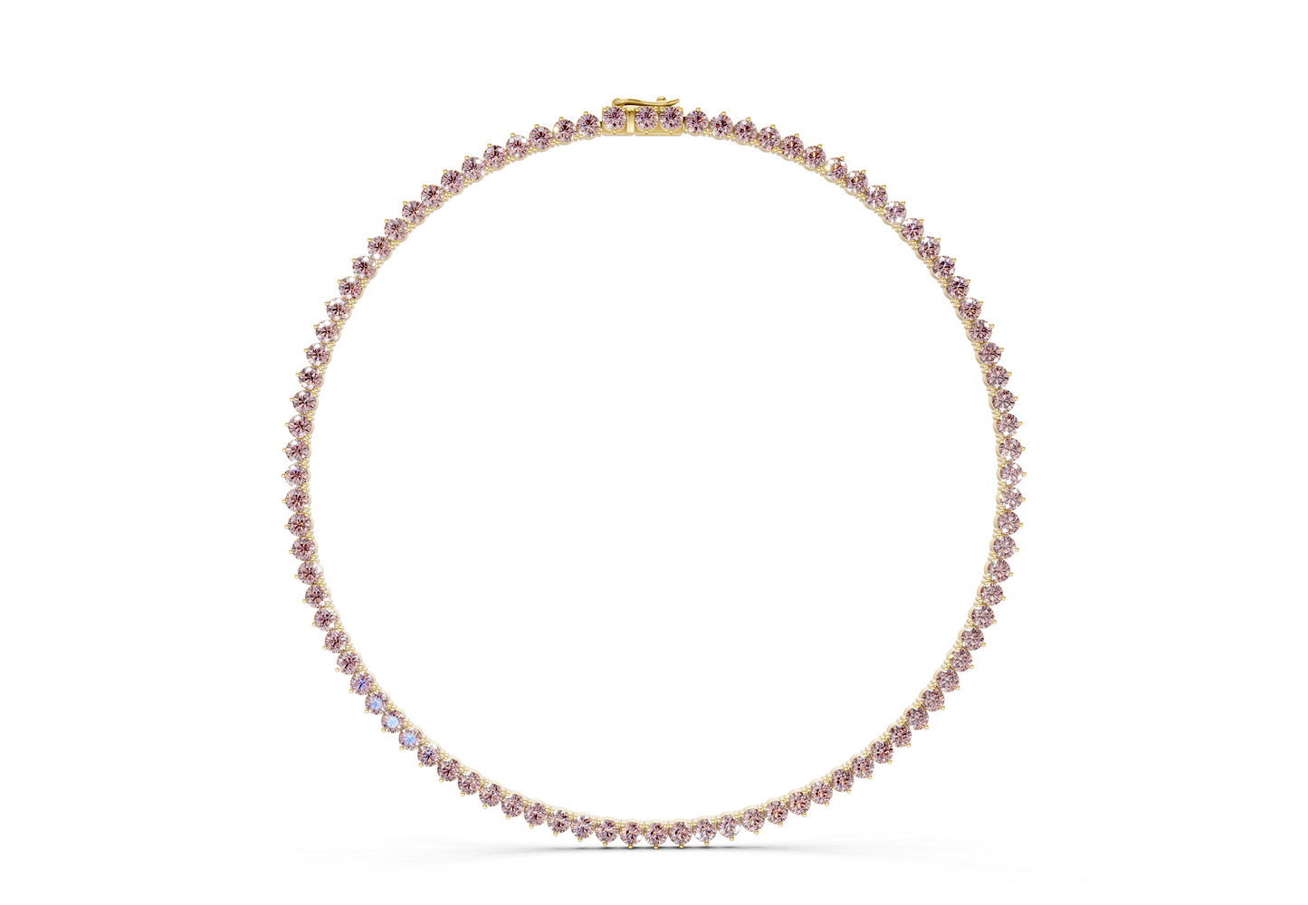 7 Ctw Classic 3 prong Pink Diamond Tennis Necklace