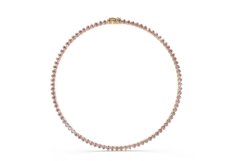 7 Ctw Classic 3 prong Pink Diamond Tennis Necklace