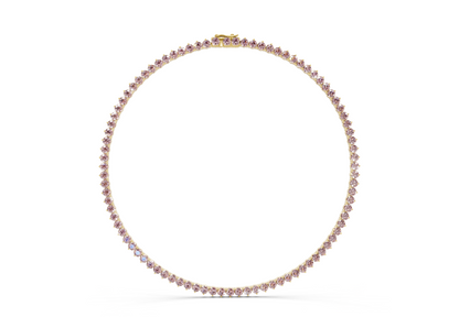 5 Ctw Classic 3 prong Pink Diamond Tennis Necklace