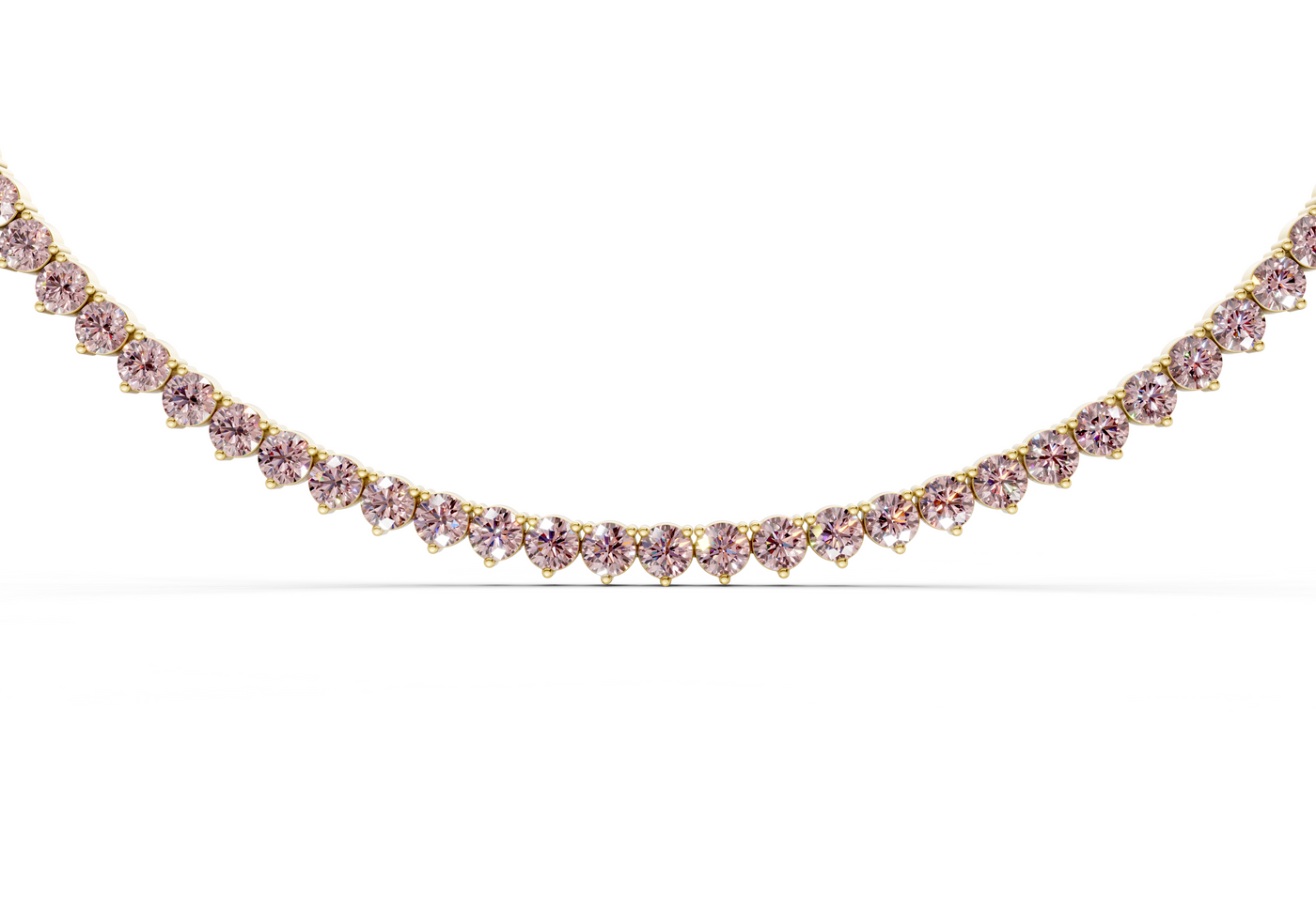 19 Ctw Classic 3 prong Pink Diamond Tennis Necklace