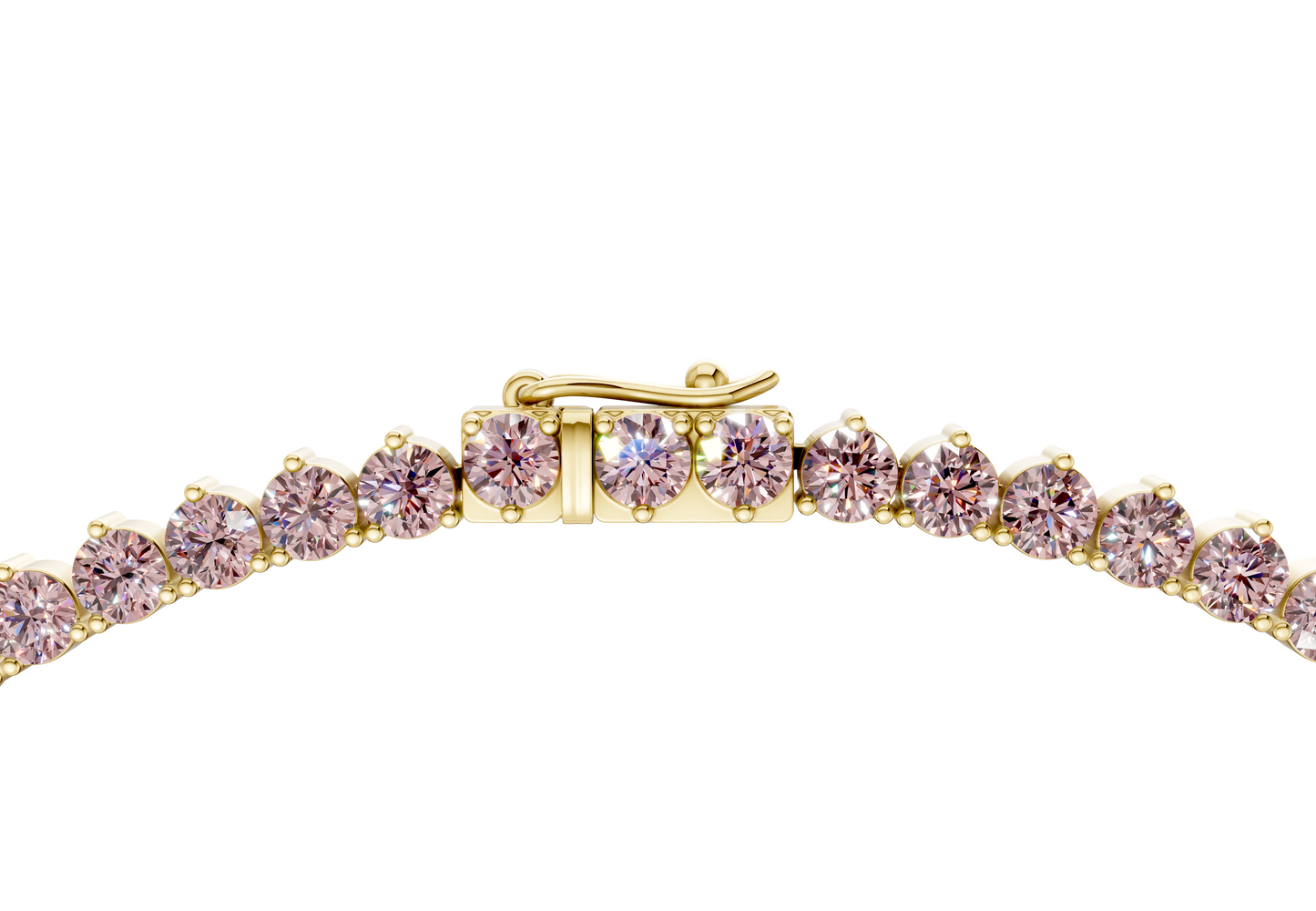 7 Ctw Classic 3 prong Pink Diamond Tennis Necklace